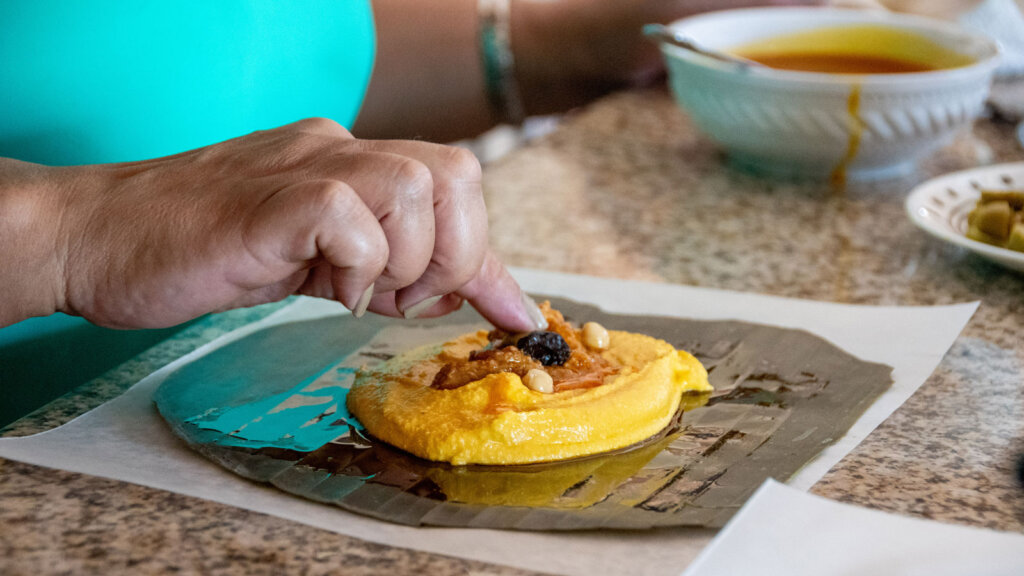 In 2020 Monica Ortiz received a Folklife Artist Grant to share her knowledge of how to make pasteles.