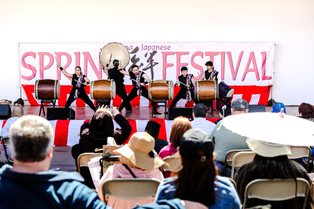 Korabo, a Las Vegas taiko ensemble, performs for an audience