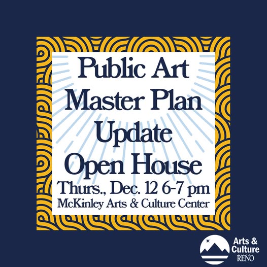 In a frame are words: Public Art Master Plan Update Open House"